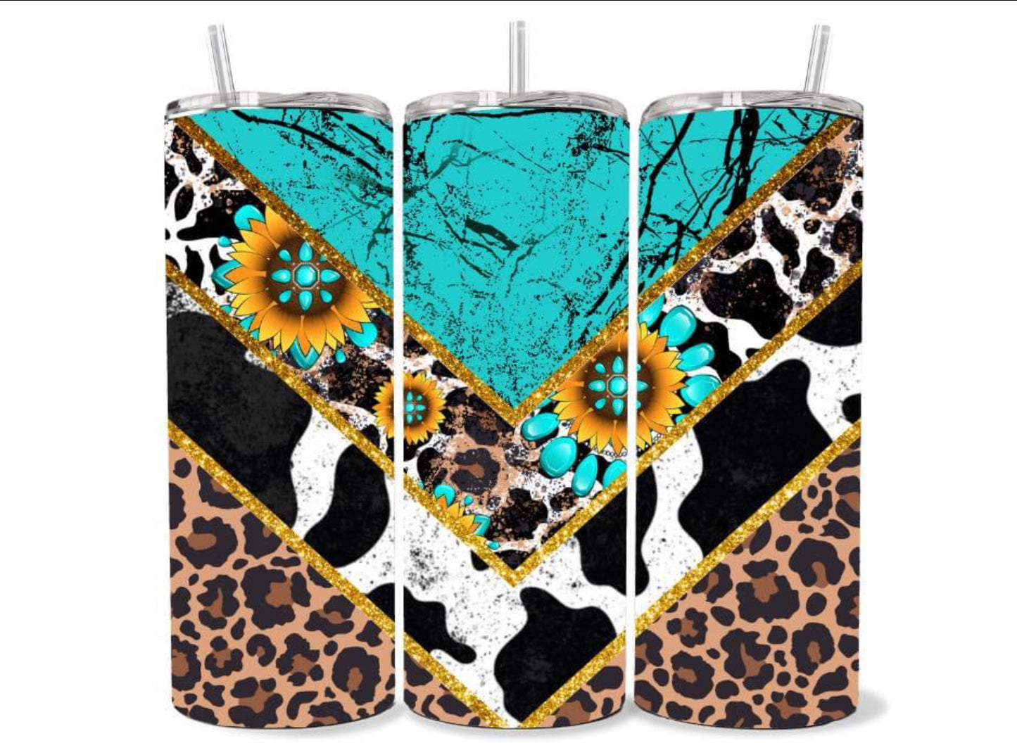 Turquoise Sunflower Tumbler