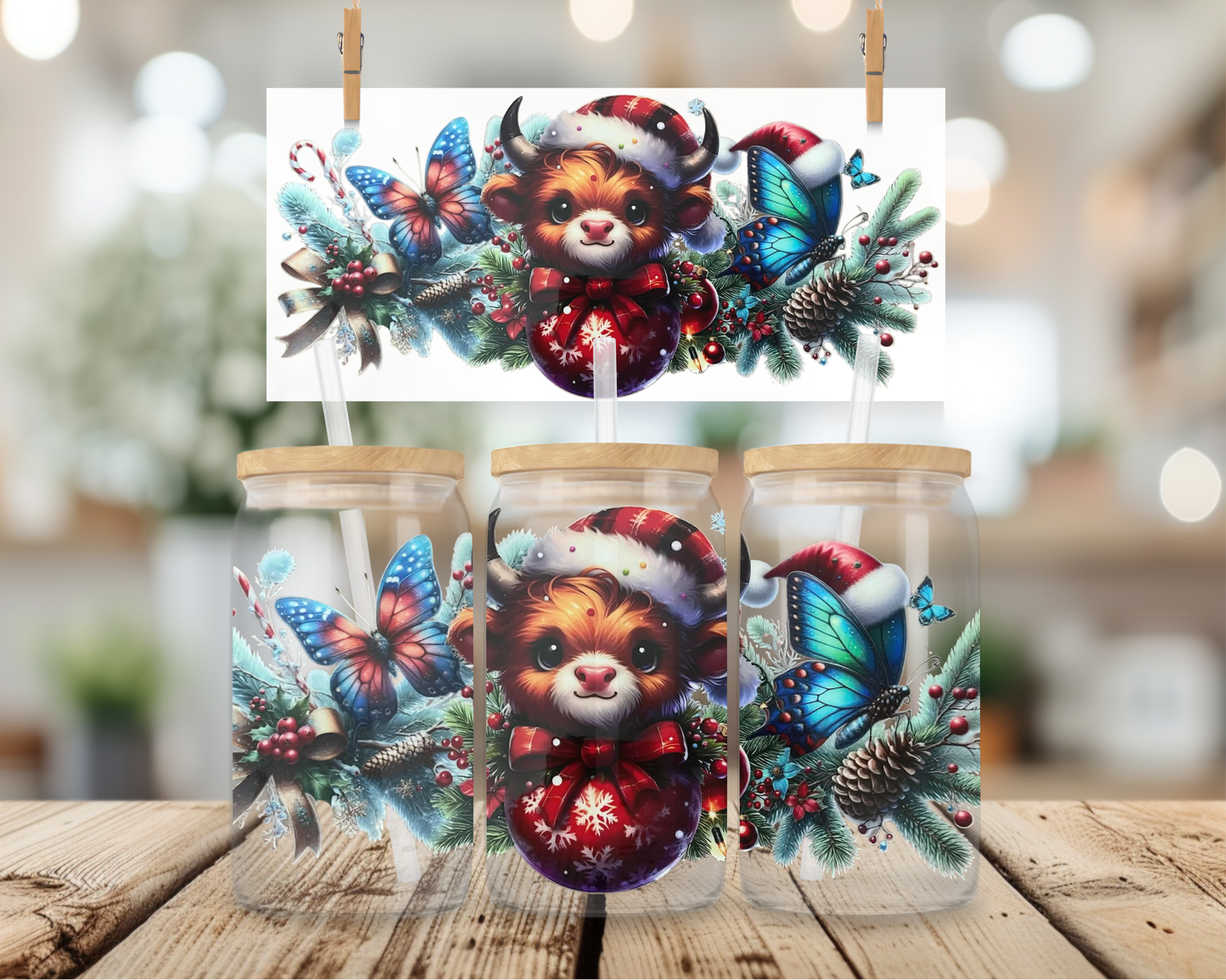 Christmas Butterfly Cow Libbey