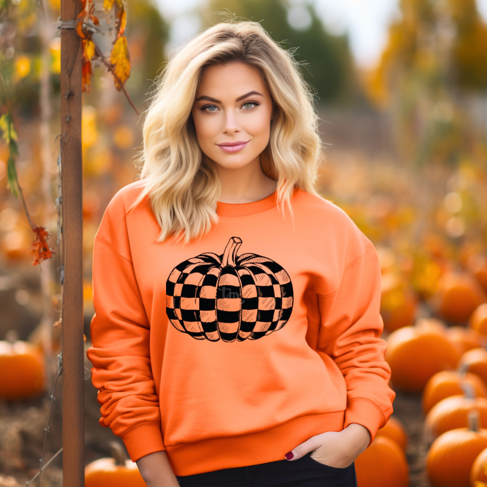 Checkered Pumpkin Sweater