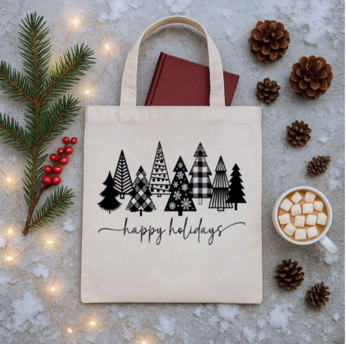 Happy Holiday Trees Tote