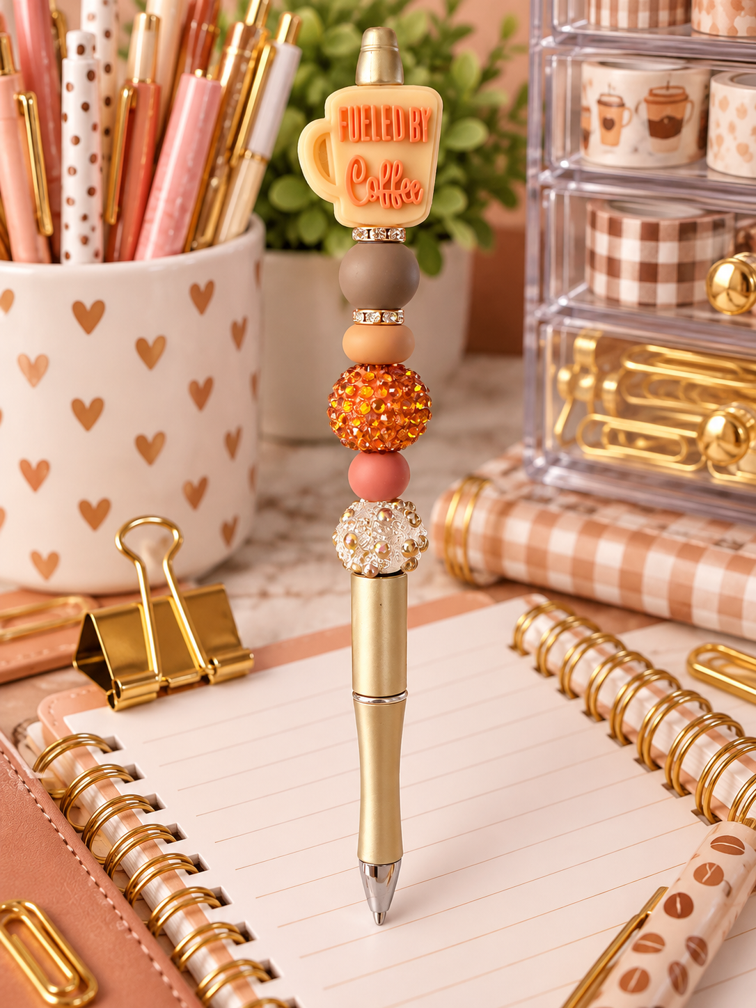 Fueled by Coffee Beaded Pen