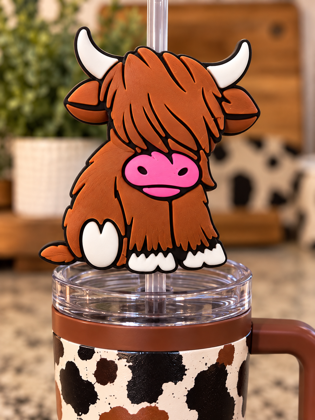 Highland Cow Straw Topper