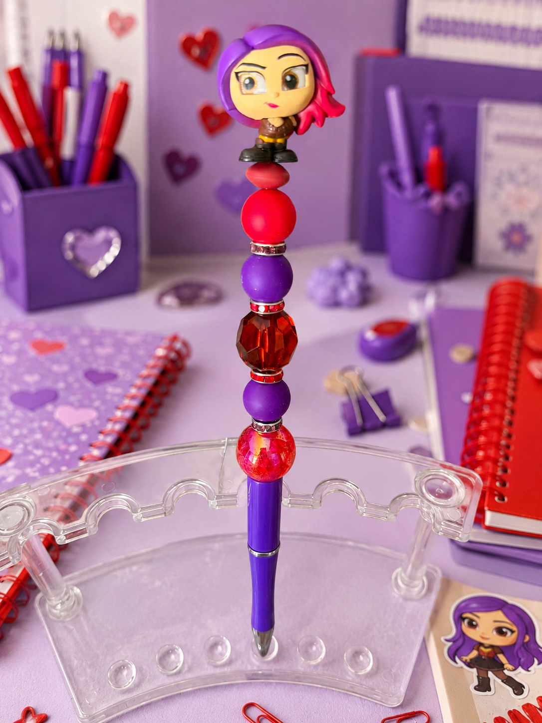 Girl Character Beaded Pen