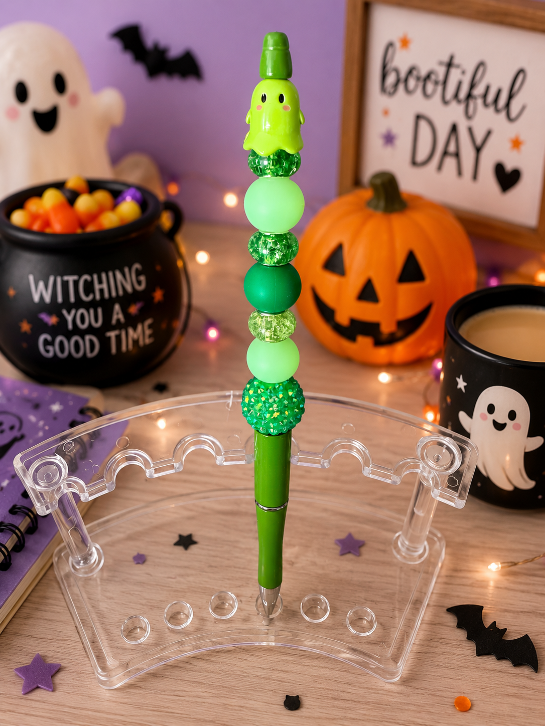 Green Ghost Beaded Pen