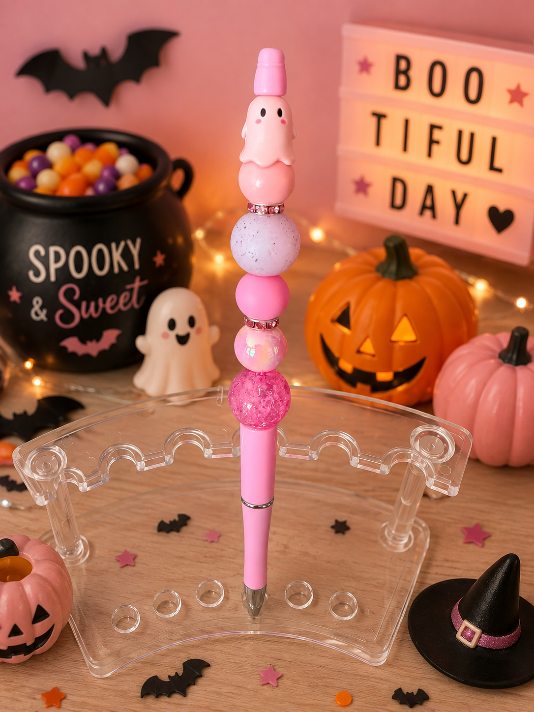Pink Ghost Beaded Pen
