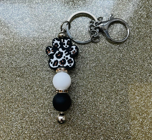 Paw Print Cheetah Keychain