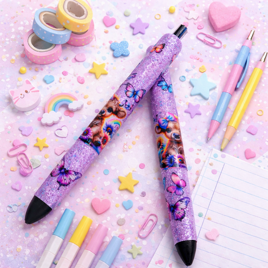 Cow & Butterfly Glitter Pen