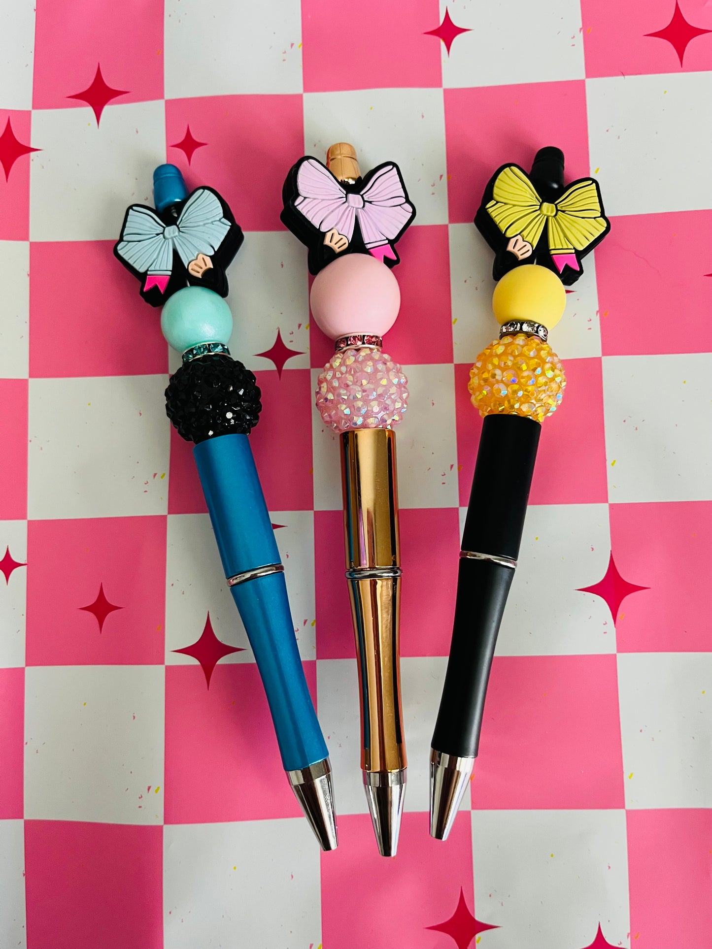 Teacher Bow Beaded Pens