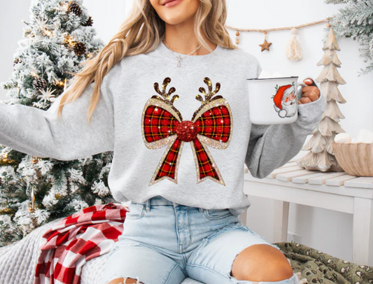 Christmas Deer Bow Sweater