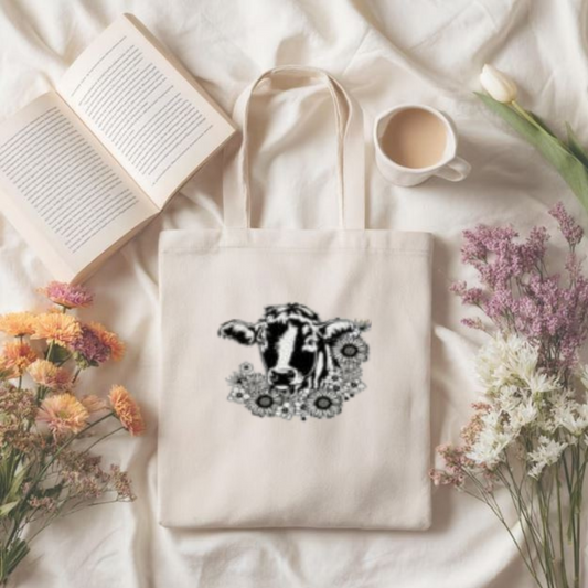 Cow Sunflower Tote