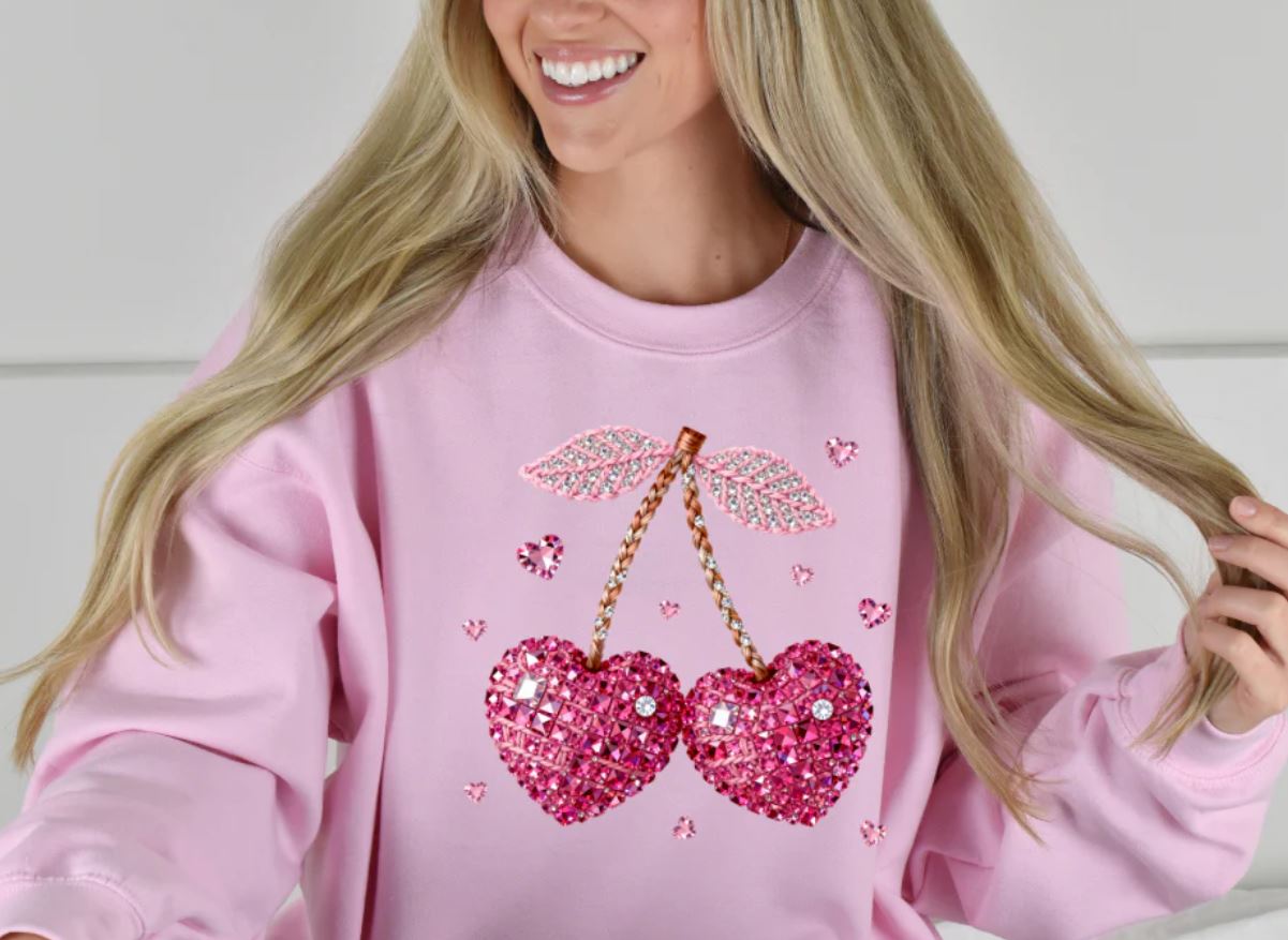 Cherry Heart Rhinestone Sweater