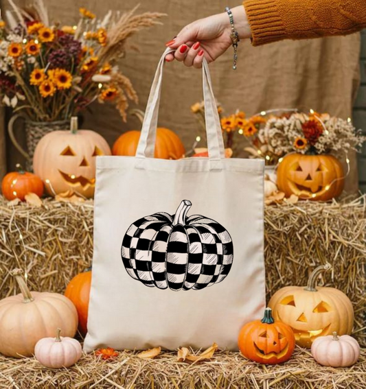 Checkered Pumpkin Tote