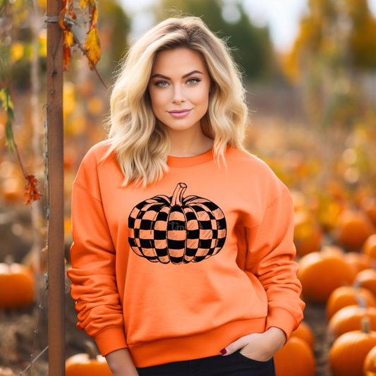 Checkered Pumpkin Sweater