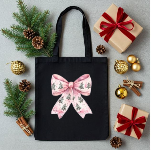 Pink Christmas Bow Tote
